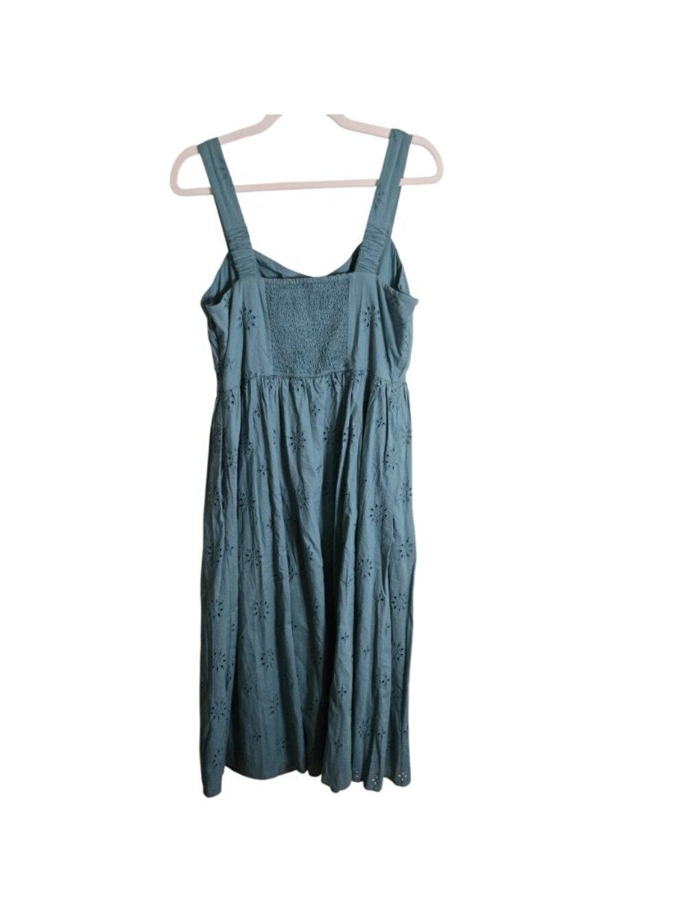J.Crew NWT Eyelet Midi Dress Mineral Green Pockets Sweetheart Neckline Size 14 - Picture 3 of 13